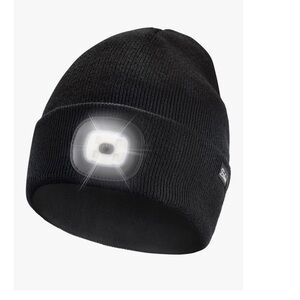 Black Knit Beanie with Built-In LED Light